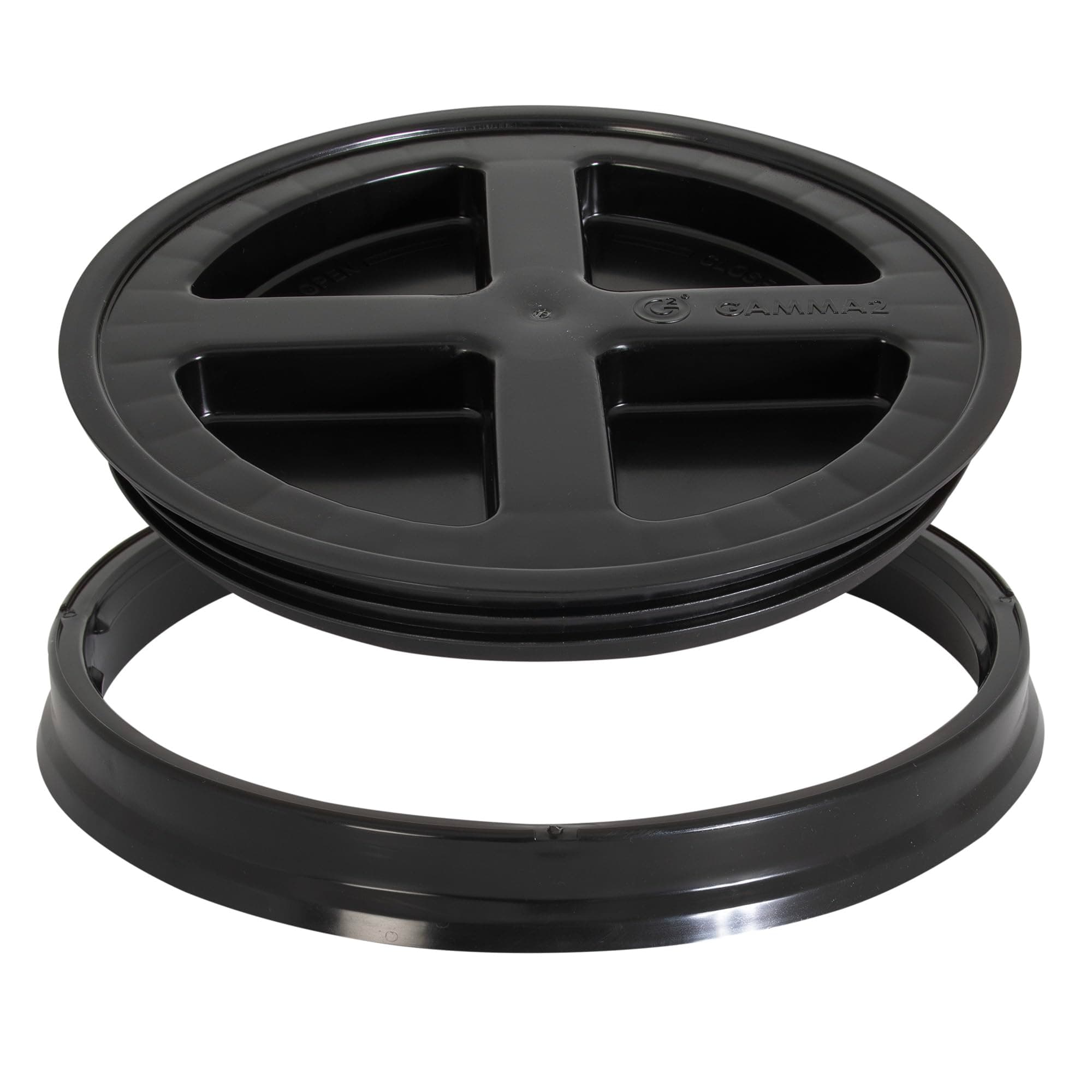 Gamma2 Gamma Seal Lid - Pet Food Storage Container Lids - Fits 3.5, 5, 6, & 7 Gallon Buckets, Black
