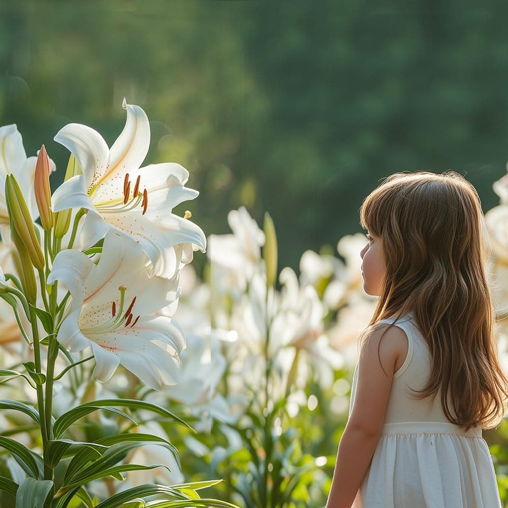 3 Pack Giant Pretty Lady Tree Lily Flower Bulbs - Pure White Blooms and Impressive Size & Grace. Amazingly Tall Lily Tree-Plants for Home and Garden -Attracts Butterflies, Bees & Hummingbirds
