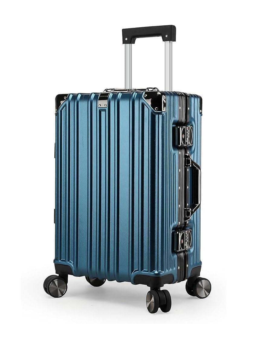 EB EVER BEST-Series Of BagsZipperless Executive Aluminum Frame Luggage Hardside Lightweight PC Travel Trolley with Spinner Wheels Bussiness Suitcase (Blue, 22 inches),55 Cm