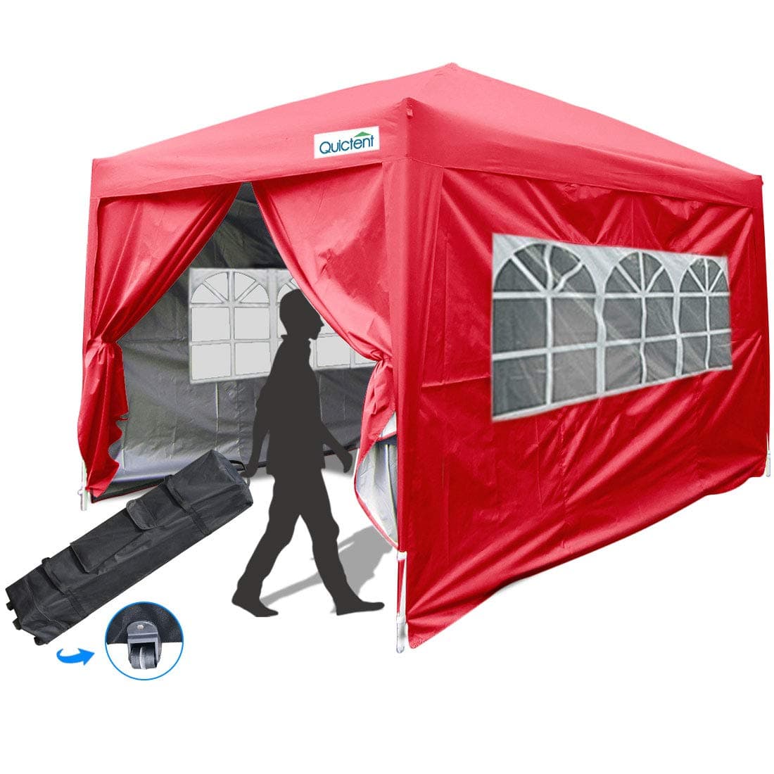 Quictent 2.5m x 2.5m Pop Up Gazebo Marquee Party Tent Waterproof with Pointed Roof, Side Walls and Storage Bag