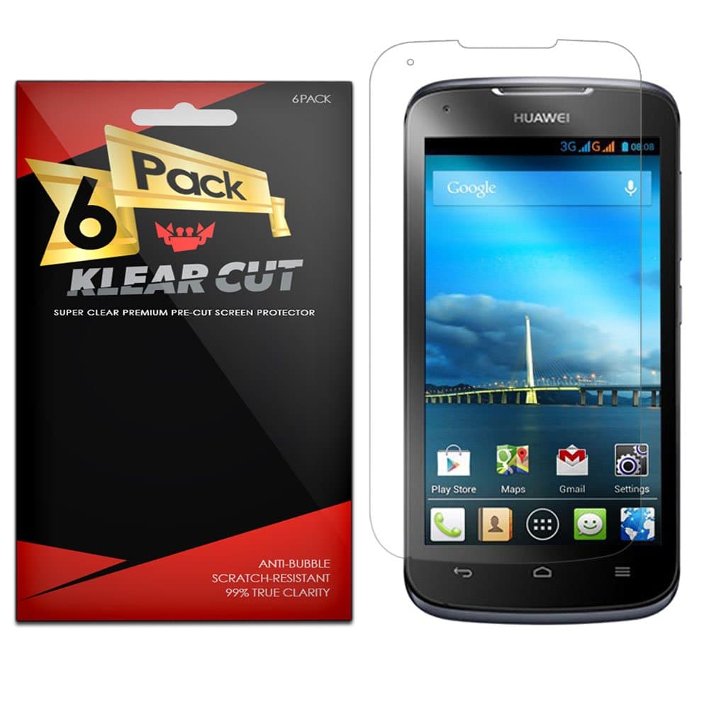 Huawei Ascend Y520 Screen Protector [6-Pack], Klear Cut High Definition Clear Screen Protector for Huawei Ascend Y520 PET Film Anti-Bubble Shield