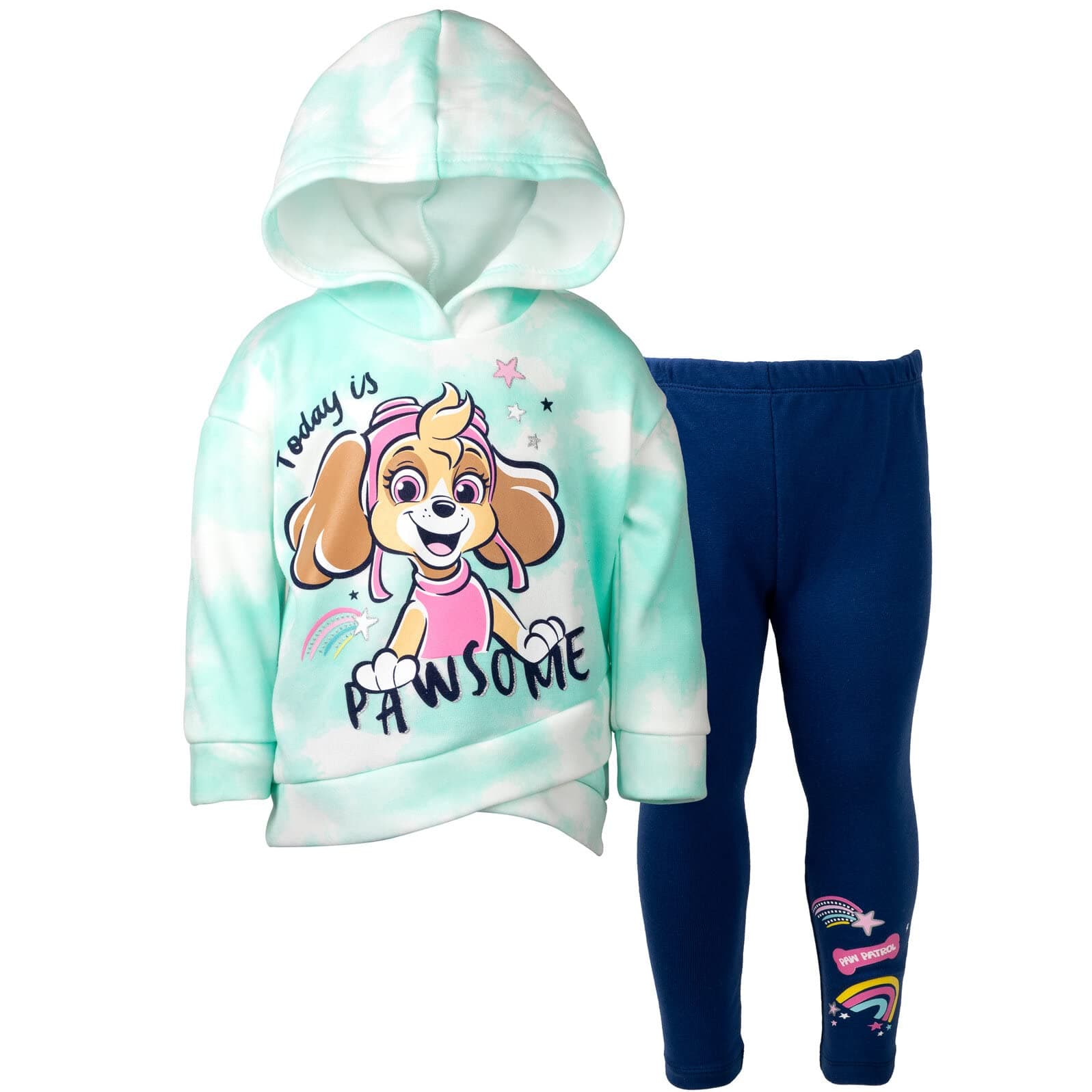 Paw PatrolEverest Skye Girls Pullover Crossover Fleece Hoodie and Leggings Outfit Set Toddler to Little Kid