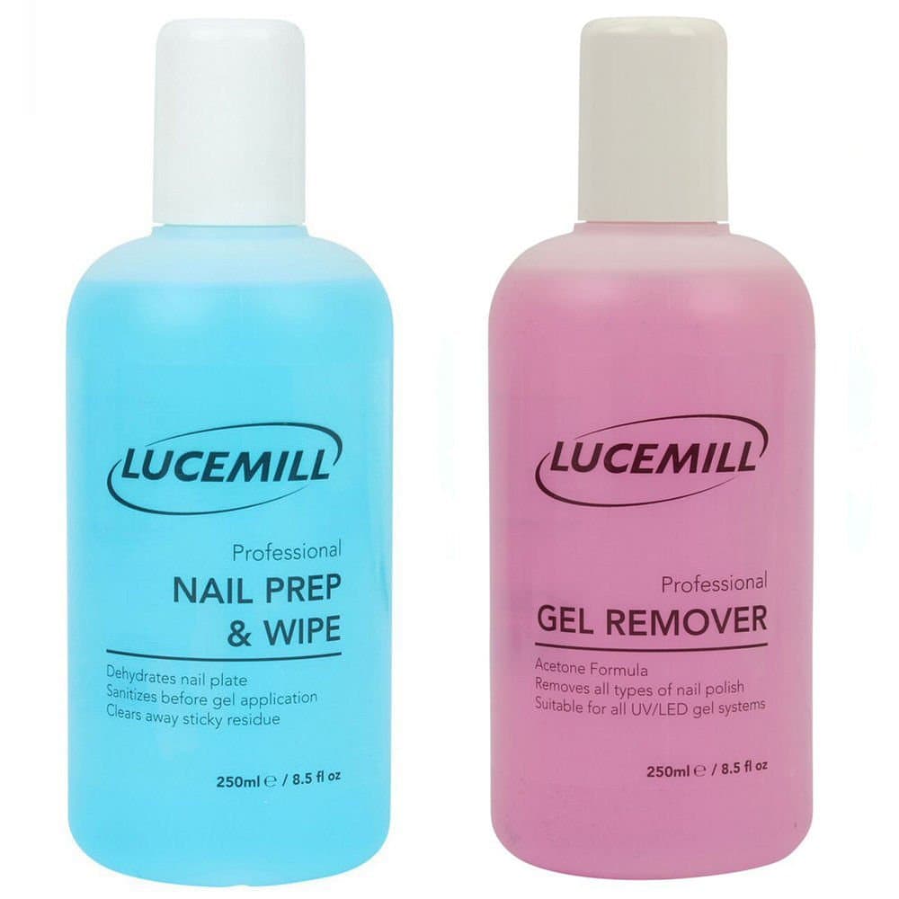 250ml LUCEMILL GEL (PURPLE) REMOVER + 250ml LUCEMILL NAIL PREP & WIPE CLEANSER ACETONE POLISH UV/LED