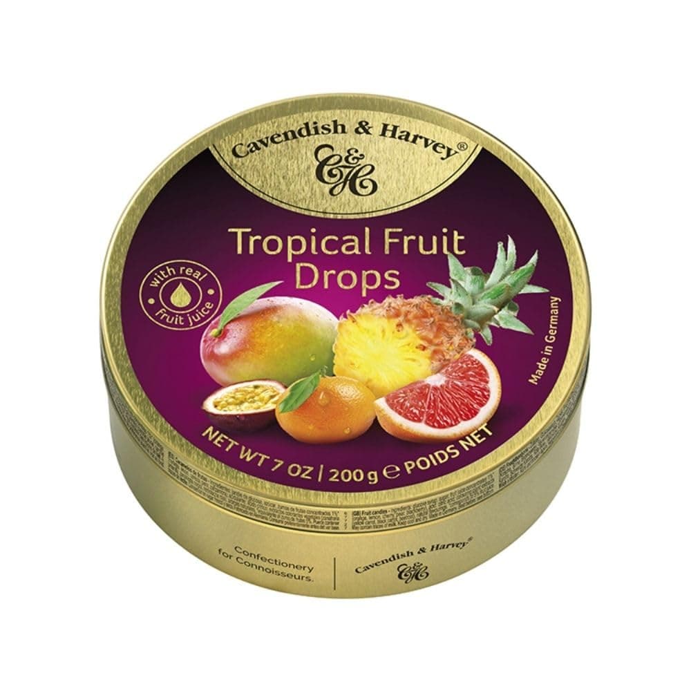 Tropical Fruit Hard Candy Drops | 7 Ounce Tin