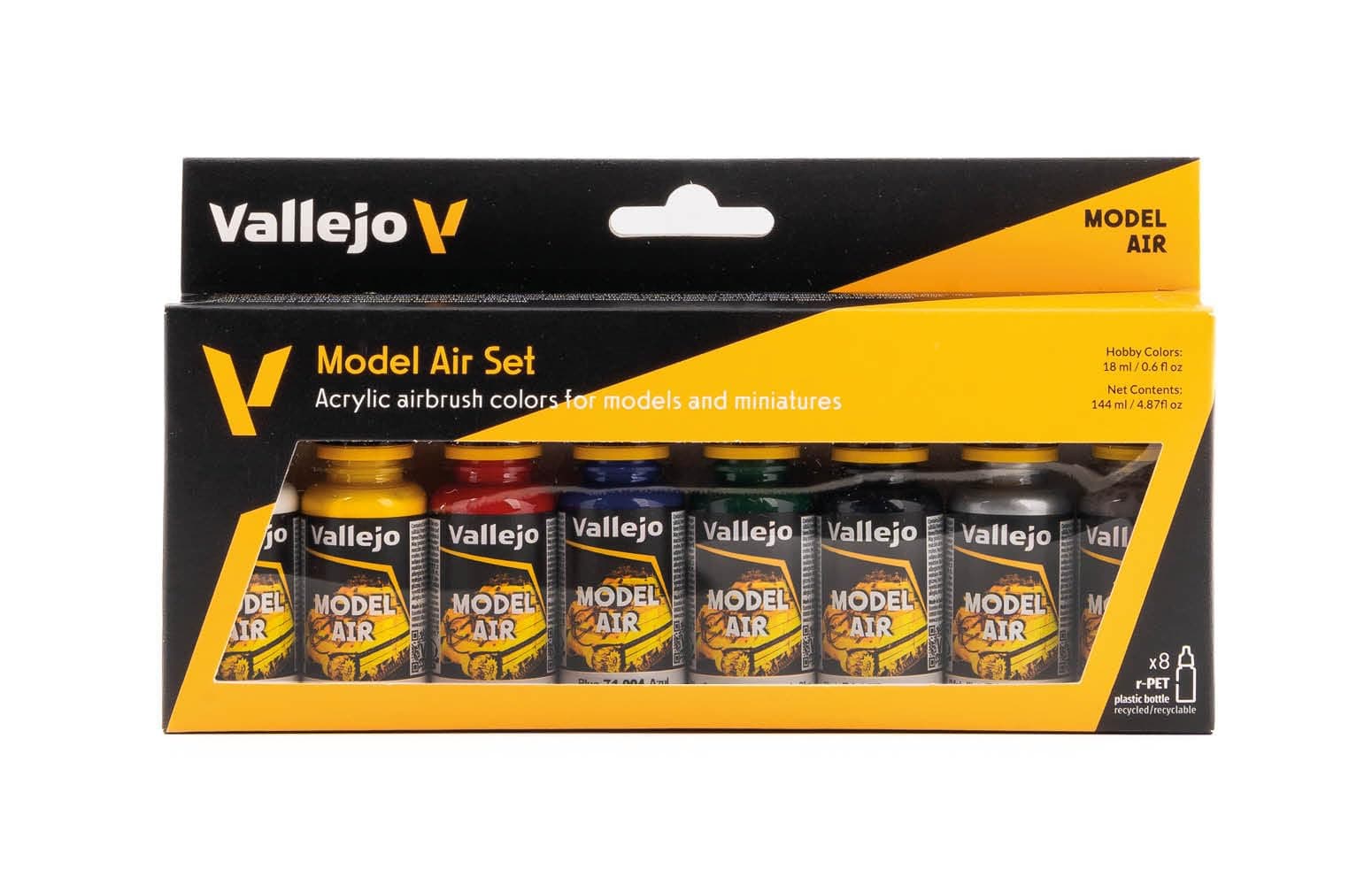 Vallejo Model Air Basic Colors Acrylic Paint Set for Air Brush - Assorted Colours (Pack of 8)