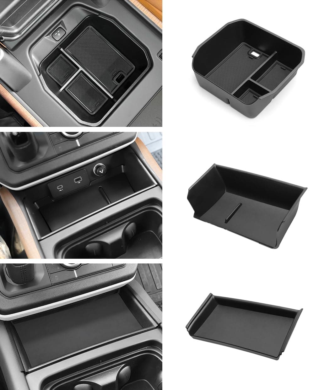 3PCS Center Console Organizer Compatible with 2020-2025 Land Rover Defender 90 110 130 Accessories Armrest Storage Box Insert Tray Sets