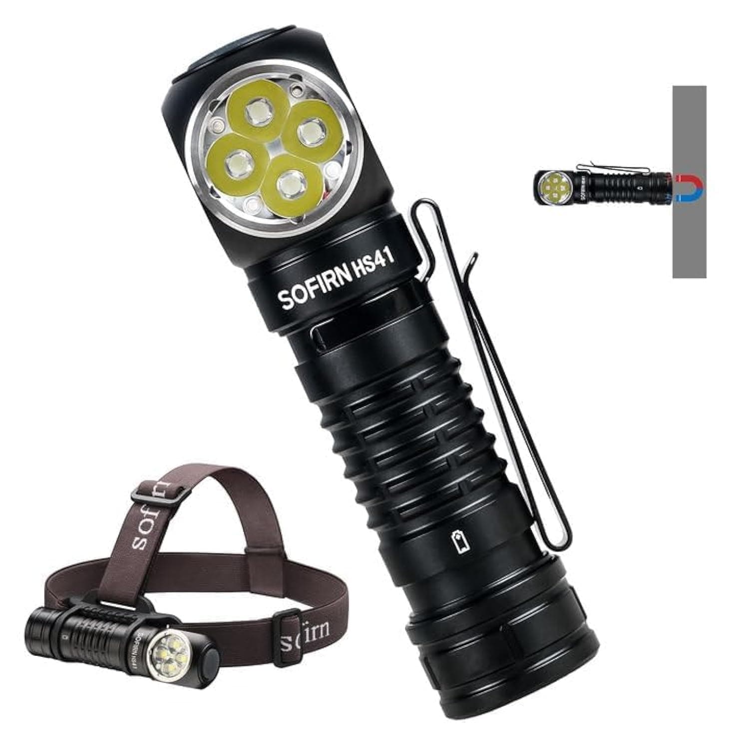 4000 Lumen Headlamp Rechargeable Head Lamp, Sofirn HS41 LED EDC Headlight with Magnetic Base, IP68 Water Resistance, High Lumens Super Bright Head Light for Camping Emergency(Battery Included)