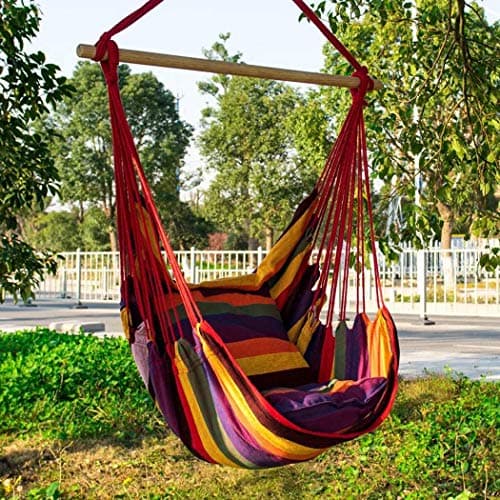 Yealsha Hanging Rope Hammock Chair Swing Seat, Large Brazilian Hammock Net Chair Porch Chair for Yard, Bedroom, Patio, Porch, Indoor, Outdoor
