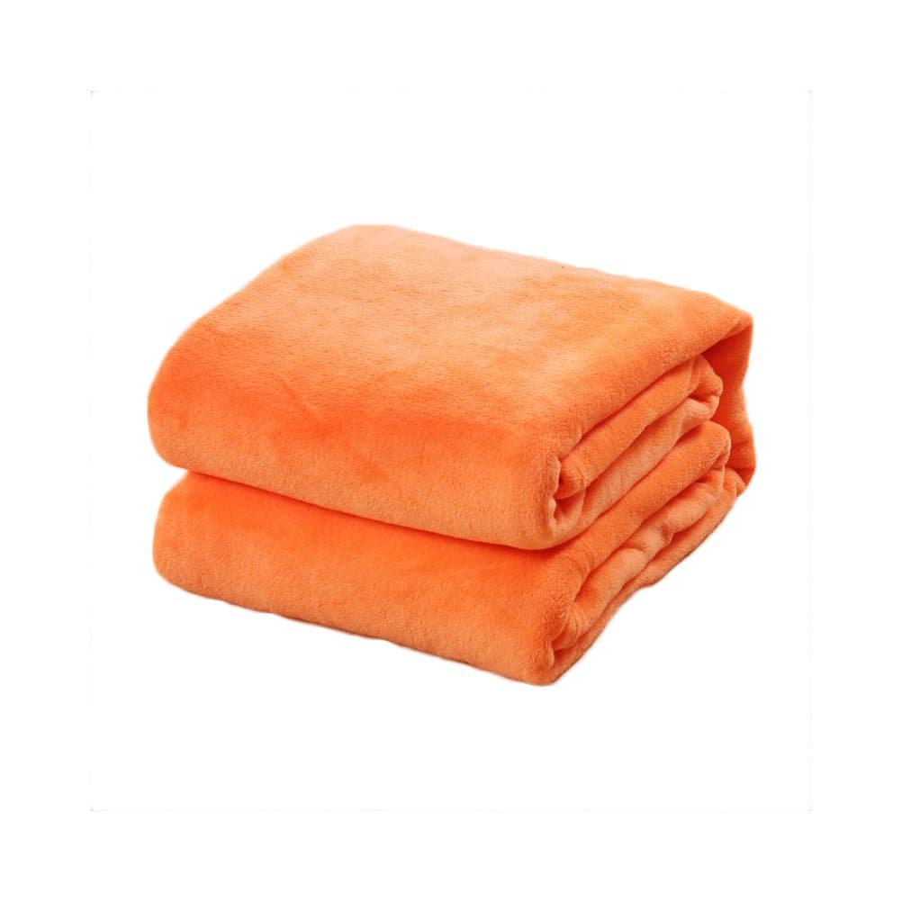 HomeMiYN Flannel Fleece Bed Blankets Super Soft Throw Sofa Air Blanket Warm Thermal Bedroom Cover for Trail Travel Couch Camping (Orange, 2.3x3.28 ft)