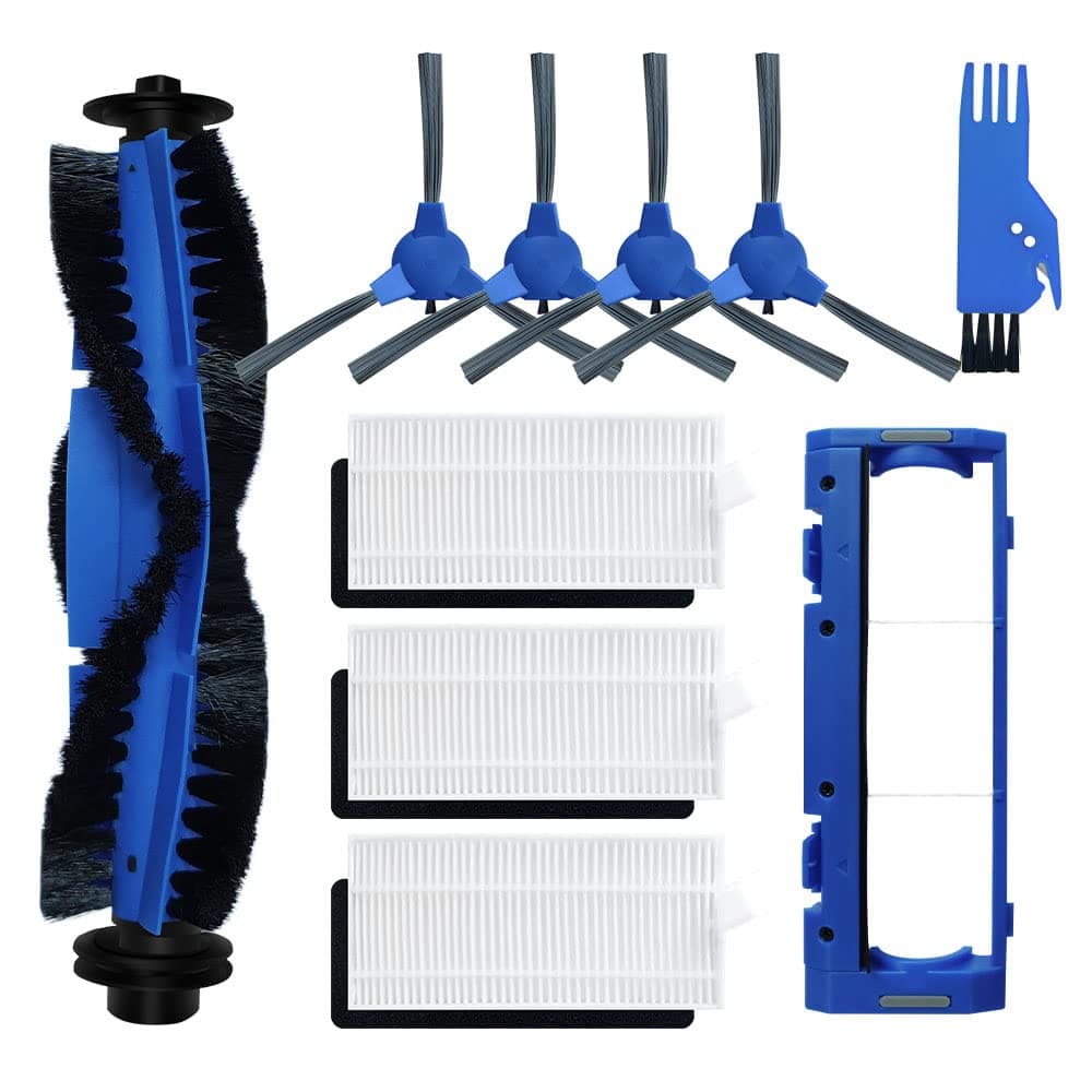 SONGRUI Replacement Parts for eufy robovac 11S, 12, 15T, 15C, 25C, 30, 30C, 35C Slim Carpet Robotic Vacuum Cleaner Hepa Filter Roller Brush Guard & Spin Side Brushes Attachment (with Brush Guard)