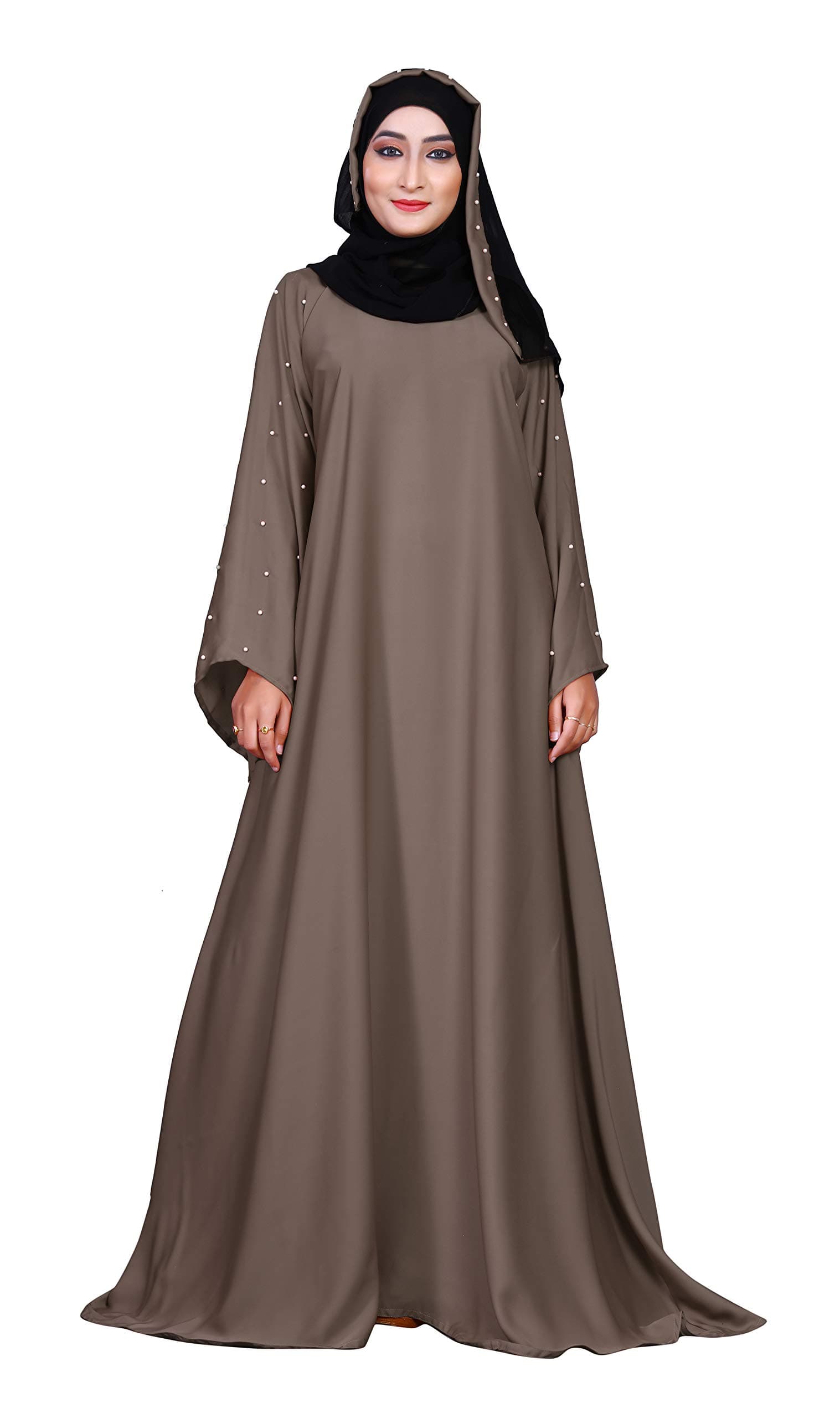 Justkartit Women's Plain Nida Abaya Burqa with Hijab Scarf (Size 42)