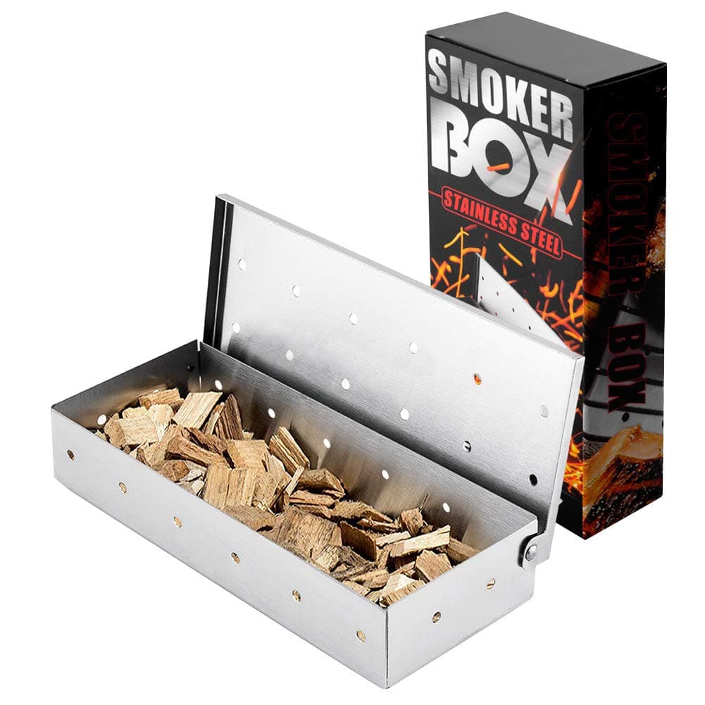BBQ Smoker Box, BBQ Smoking Box for Smoking Chips and Wood Smokers, Gas BBQ Smoker Box, Meat Smokers, Stainless Steel Smoke Box