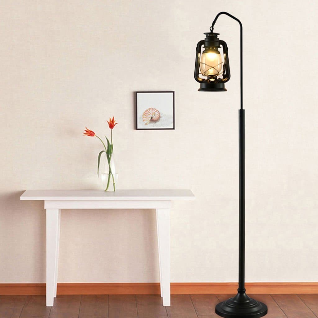 Vintage nostalgic European creative cafe wrought iron lantern kerosene lamps Shade and sturdy base (Color : A)