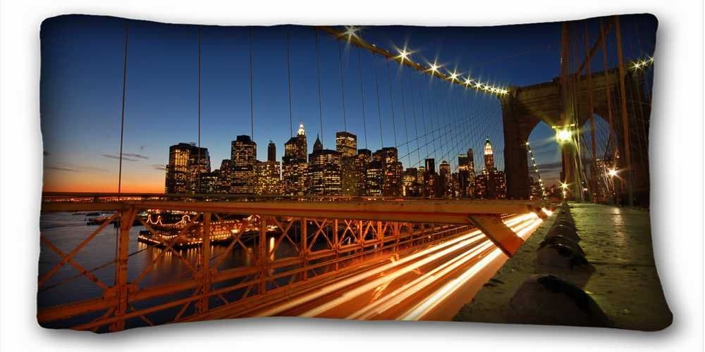 Custom Cotton & Polyester Soft ( City form picture nice wallpaper ) Pillow Covers Bedding Accessories Size 20"X36" suitable for Queen-bed PC-Purple-20026