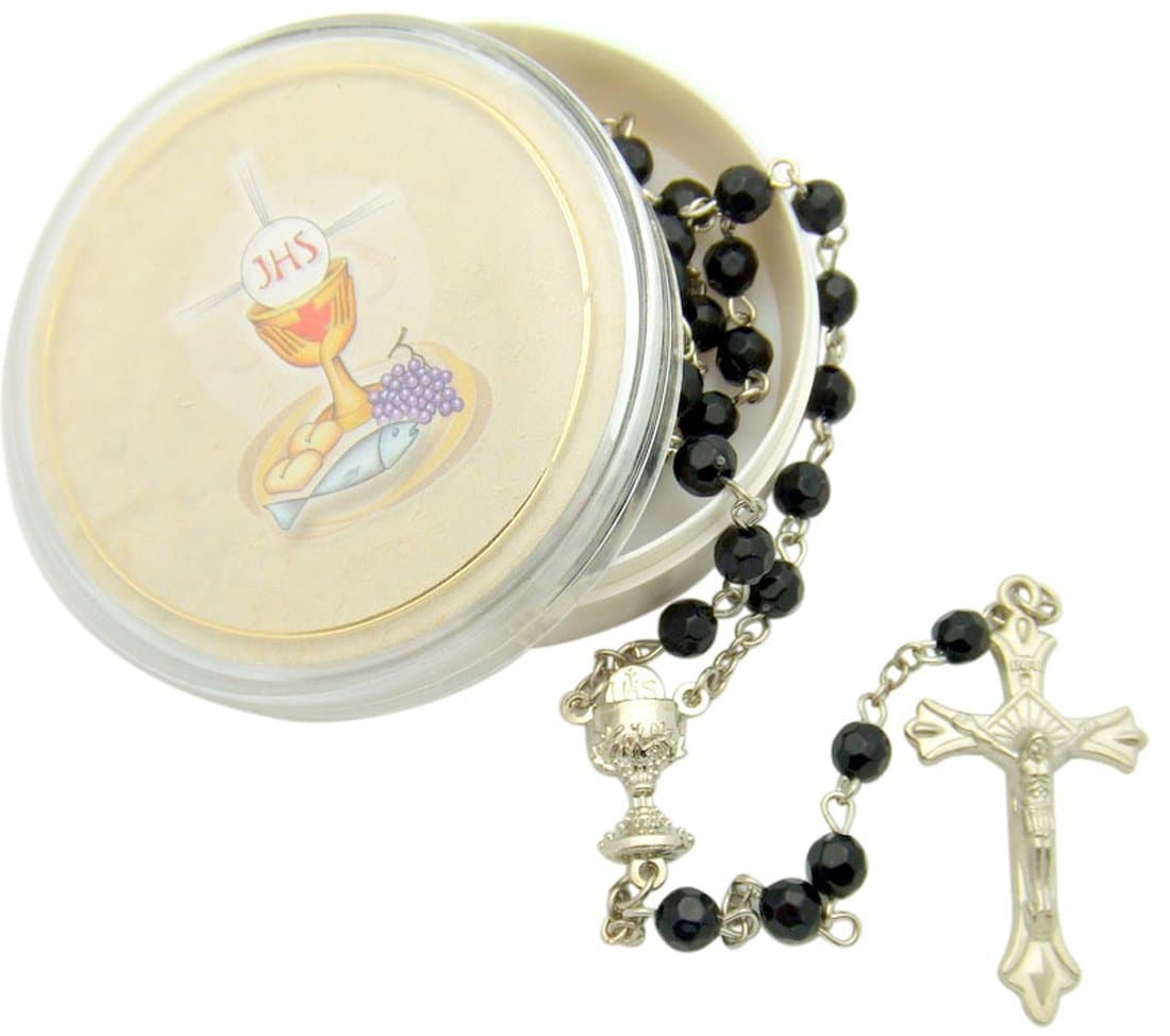 Boys First Holy Communion Rosary with Chalice Gift Case Box