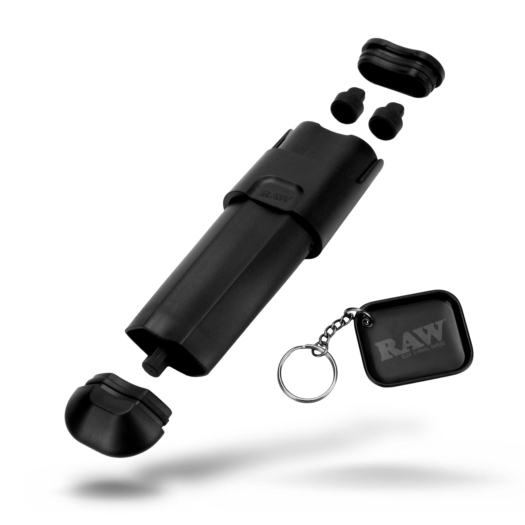 RAW Double Shot - 2 Cone Filler and Cone Loader - Stick Poker Included - for King Size Pre-Rolled Cones + Exclusive ESD RAW Mini Black Rolling Tray Keychain