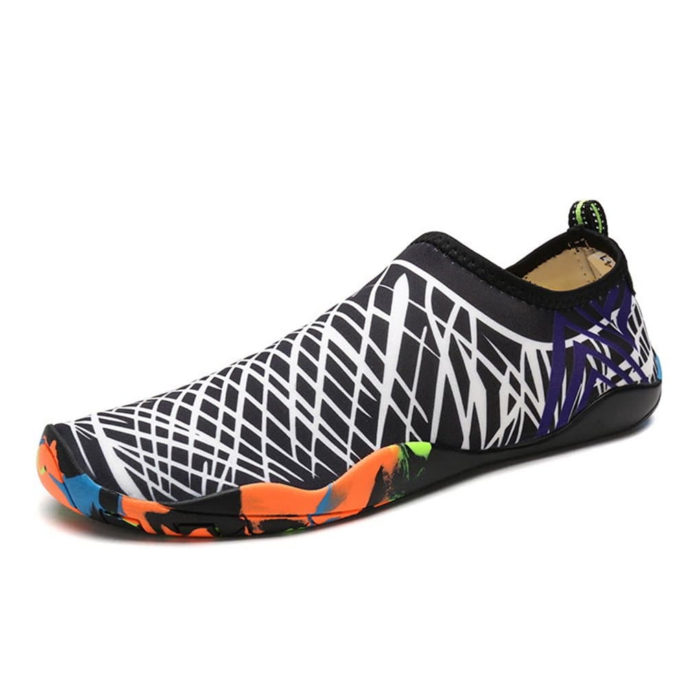 Men Women Water Shoes Quick-Dry Barefoot Skin Shoes for Swim Beach Pool Surf Yog (Black White, M:7 D(M) US/W:8.5 B(M) US)