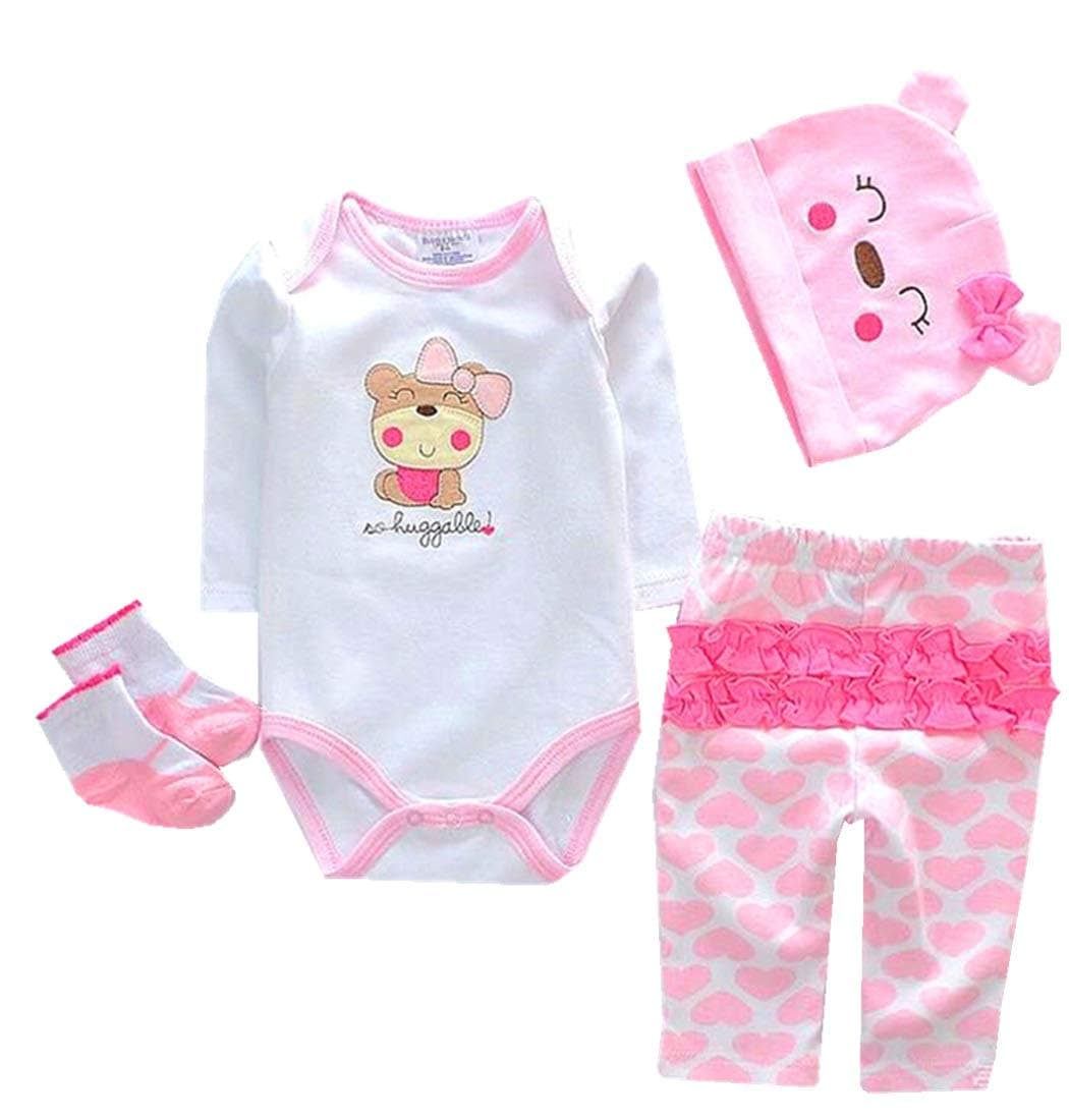 NPK Reborn Dolls Baby Clothes Pink Outfits for 20- 22 Reborn Doll Girl Baby Clothing sets