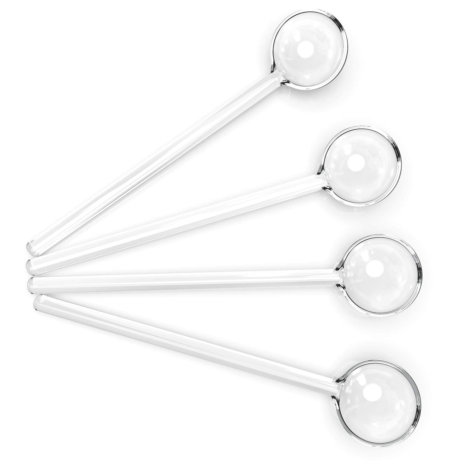 Teabloom Glass Stirring Spoons - Set of 4 Crystal Clear Petite Teaspoons (5.3 Inches) - Coffee or Tea Stirrers - Heat-Resistant and Toxin-Free Borosilicate - Dishwasher Safe