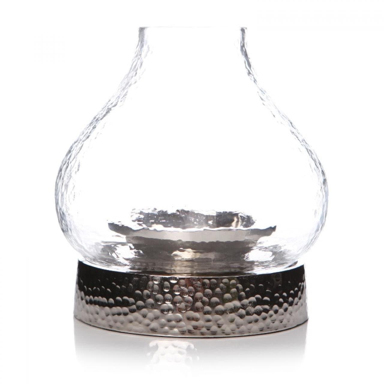 16cm Glass & Aluminium Hurricane Lantern Lamp Tealight Pillar Candle Holders