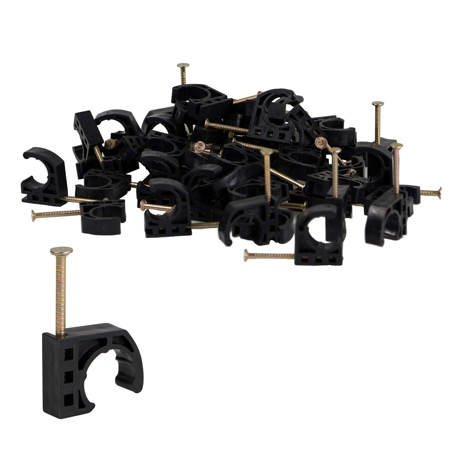 ID234x100-K Half Clamp J-Hook with Nail For Pex Tubing Pipe Support, 1/2 in, Black