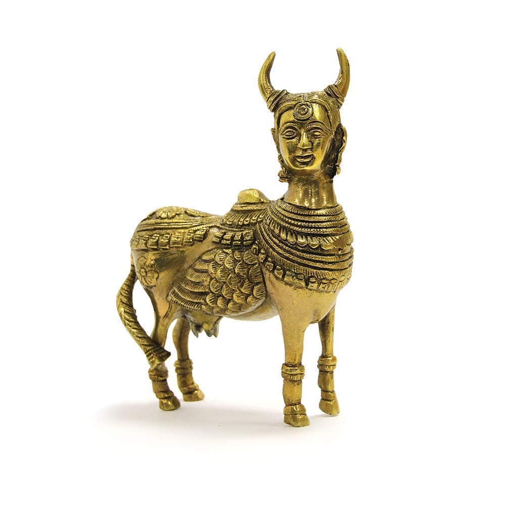 Shubh Sanket Vastu Brass kamdhenu Cow/Idol/Statue/murti Vastu/Feng Shui Brass Made Wish Fulfilling Kamdhenu Cow Showpiece 5 inches