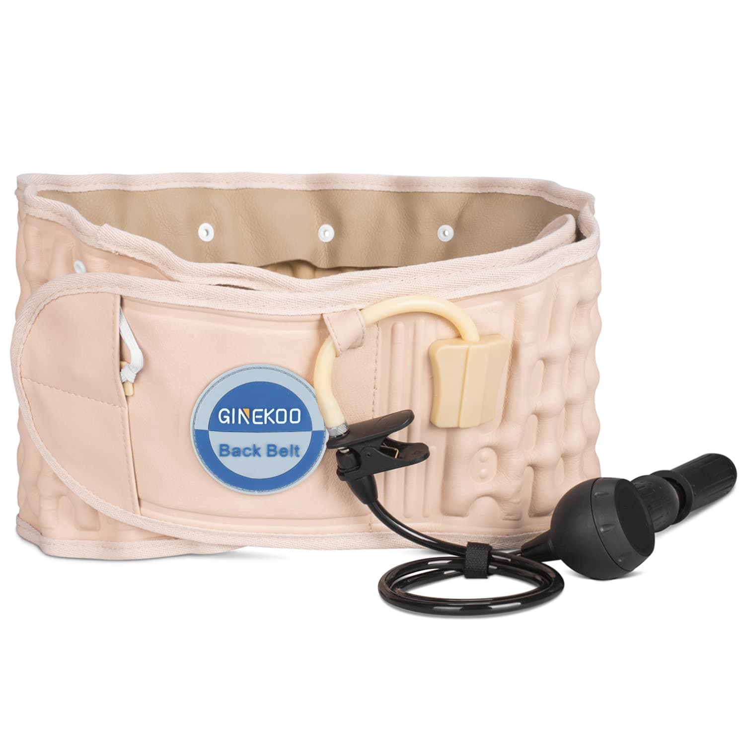 Decompression Belt - Inflatable Spinal Traction Brace for Lumbar Support and Lower Back Pain, Back Reliever for Men and Women, Beige (29-49 Inch Waist)