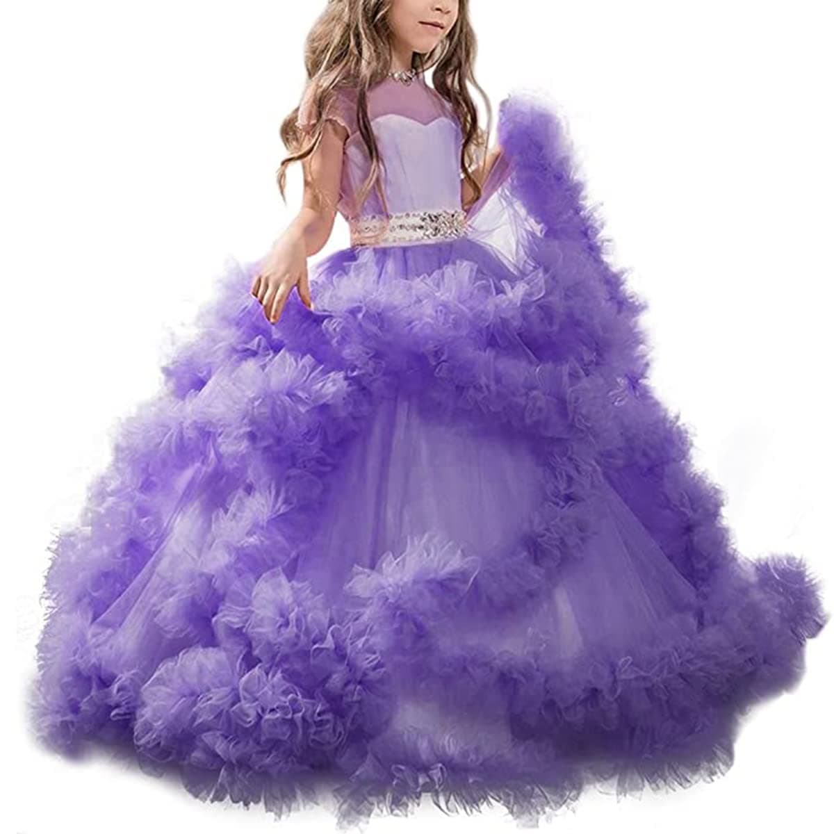 Stunning V-Back Luxury Pageant Tulle Ball Gowns for Girls 2-12 Year Old