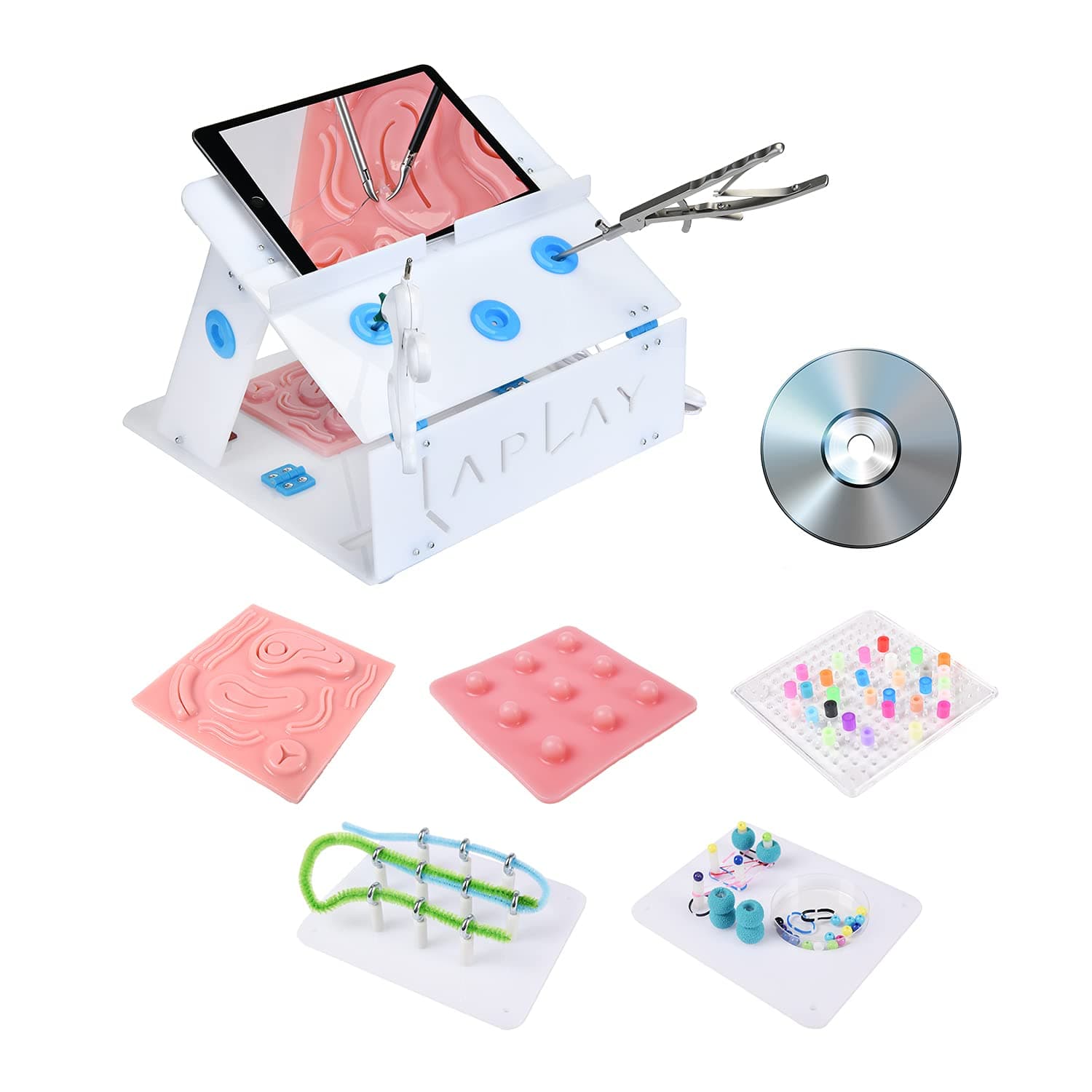 LAPLAY Laparoscopic Trainer Simulator Training Box with 6 Training Module for Students Practice (No HD Camera)