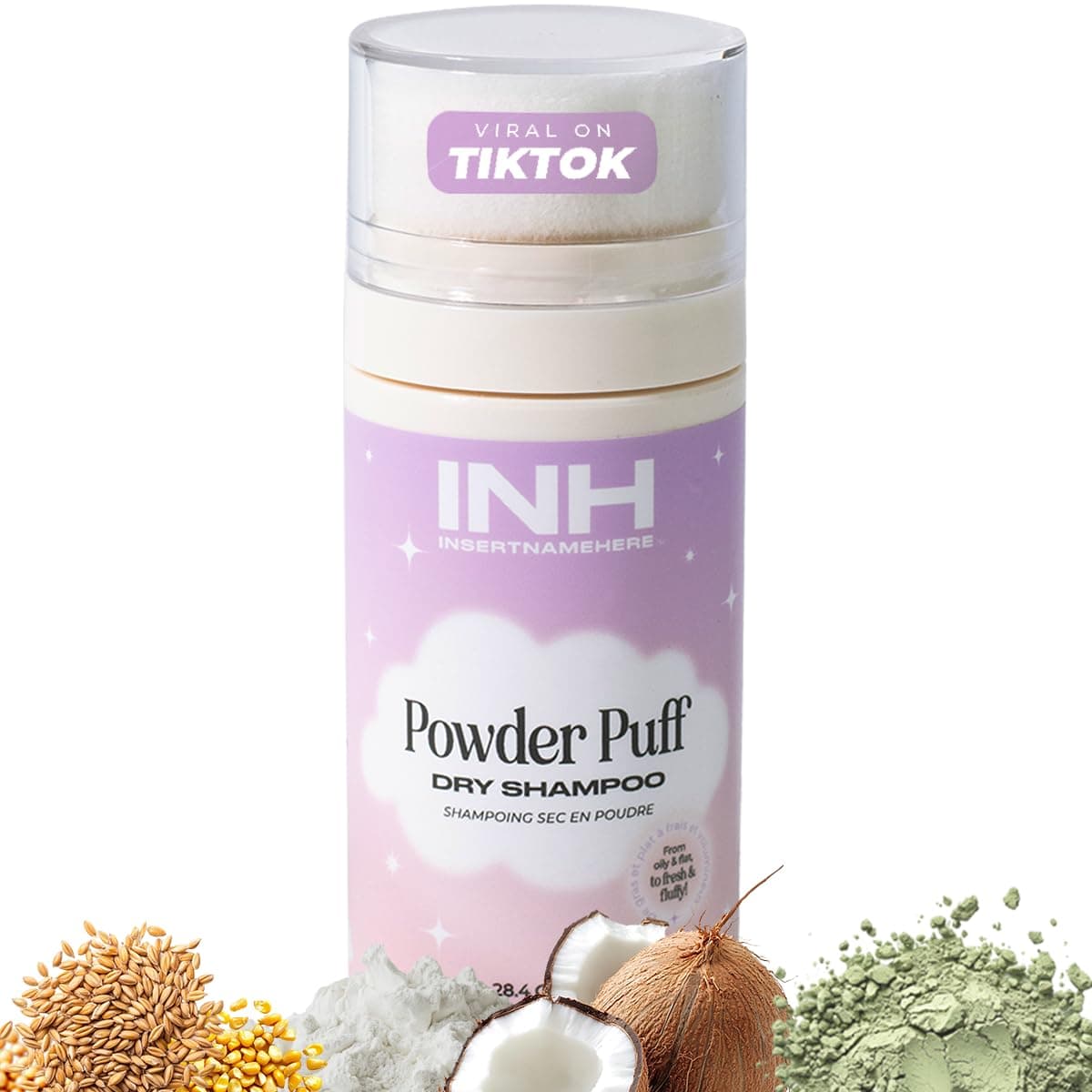 INH Hair Non Aerosol Dry Shampoo | Volumizing Hair Texture Powder for Oily Hair | Vegan, Non Toxic & Color Safe Puff Shampoo for Women & Men | Sulfate, Chemical & Talc Free | No White Residue, 28g/1oz