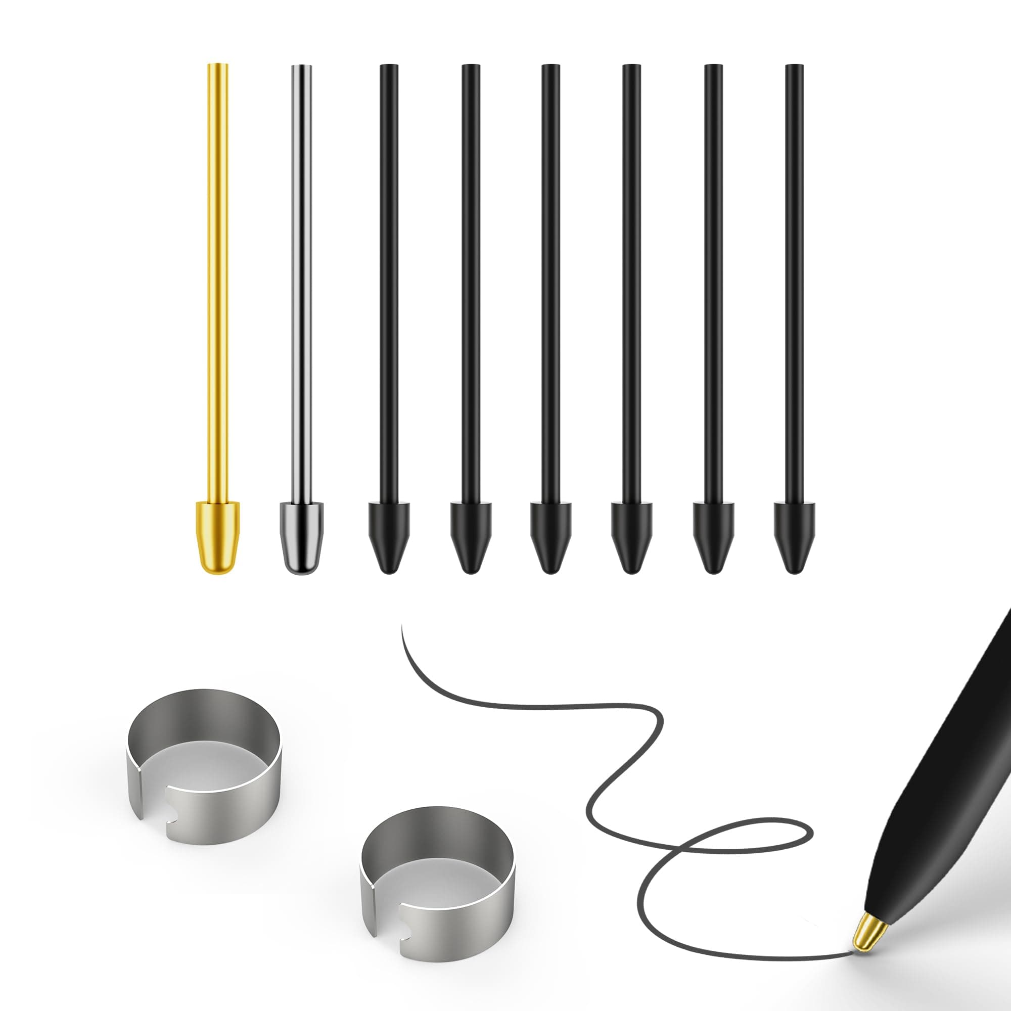 Metal Nibs/Tips Replacement for Samsung Galaxy Tab S10+/S10 Ultra/S9/S9FE+/S9 Ultra/S8/S8+/S8 Ultra/S7/S7 FE/S6/S6 Lite/S22/S23/S24 Ultra S Pen,Nibs/Tips+Clip + Organizer (2+6 pcs Set)