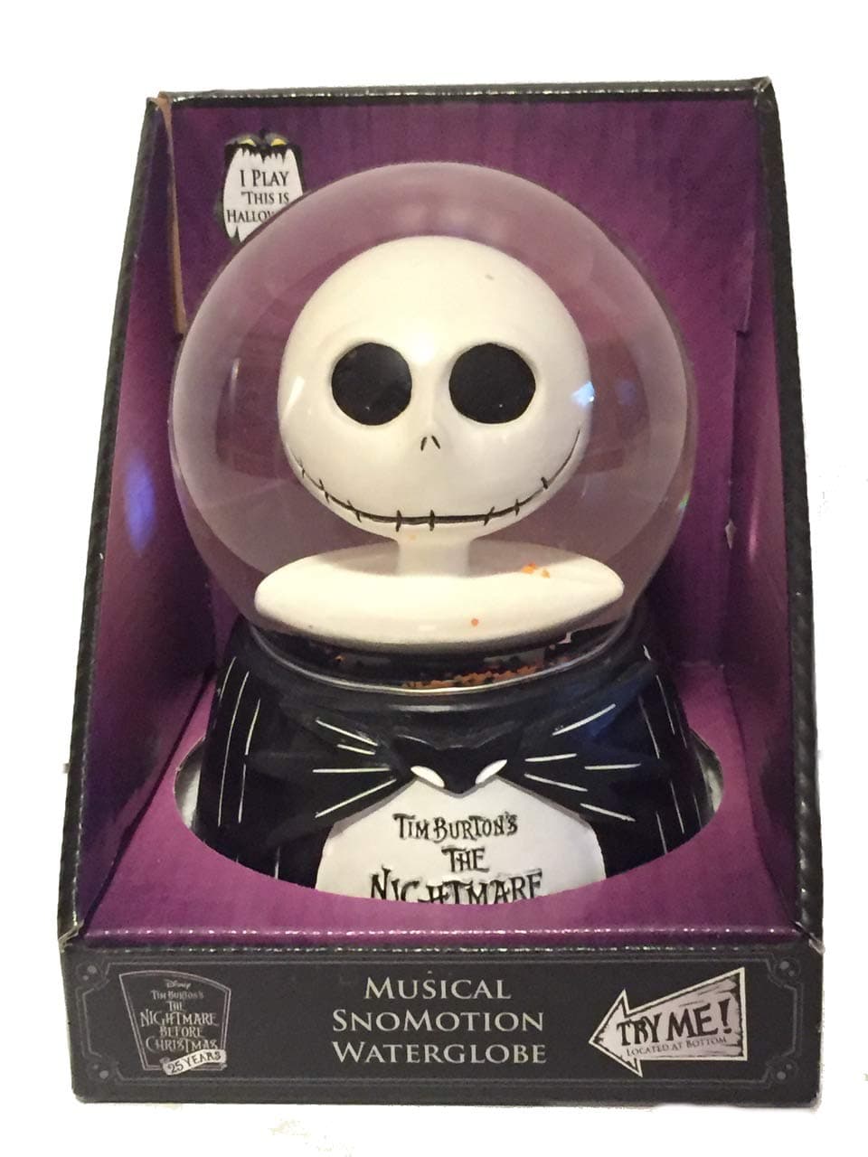 The Nightmare Before Christmas Jack Skellington Head Musical SnoMotion Waterglobe Disney's