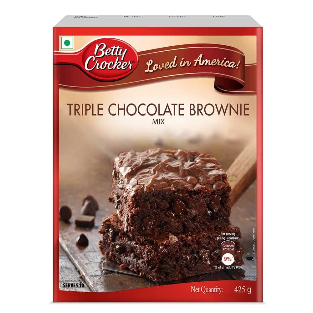 Betty Crocker Triple Chocolate Brownie Cake Mix | Instant Powder 3 Step Whisk, Pour & Bake Moist 425G