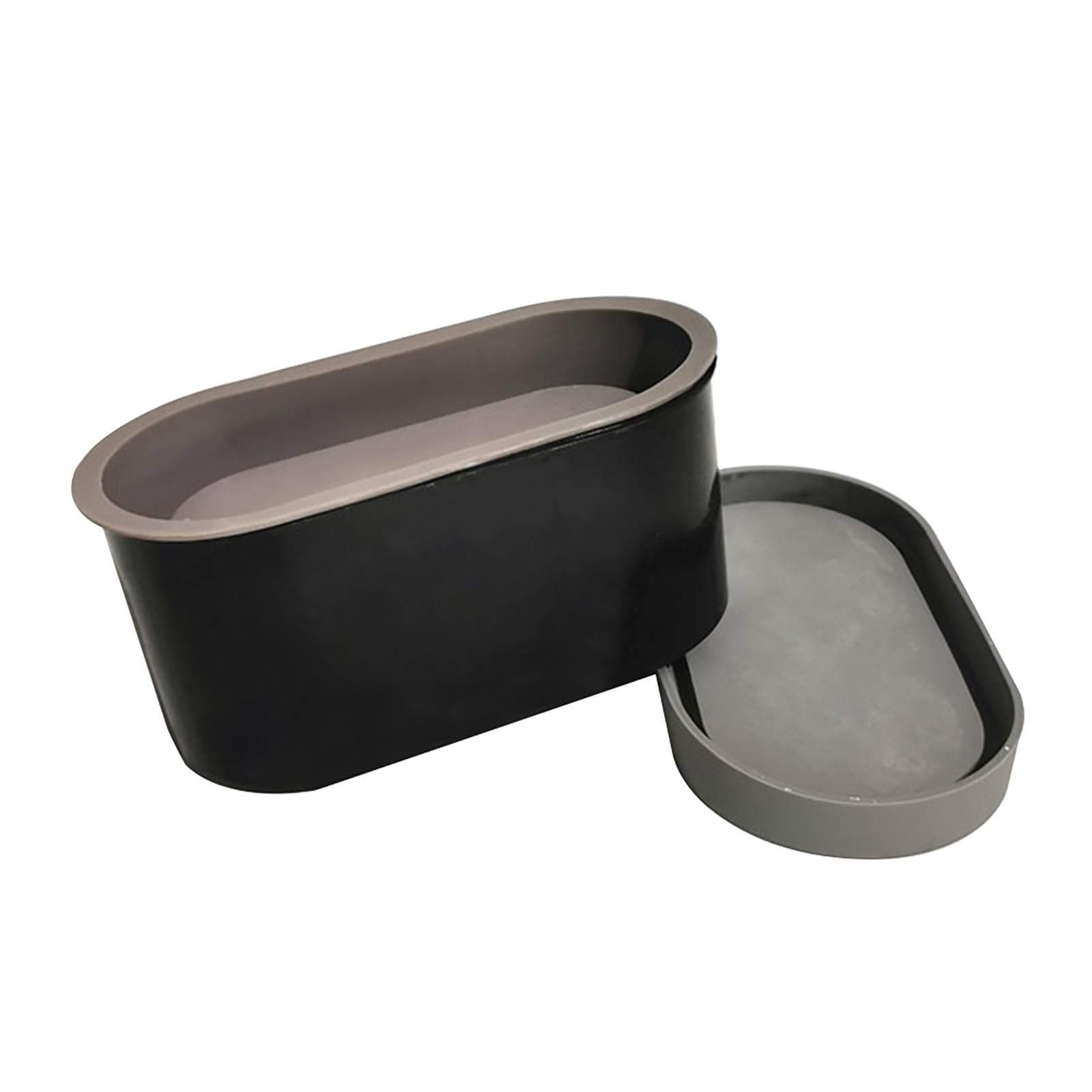 Jingtaihua Silicone Planter Pot Mold w/Plastic Frame & Tray, Oval Shape DIY Silicone Model Succulent Plant Concrete Flowerpot Molding Tool for Making Succulent Cacti Small Plants Pot