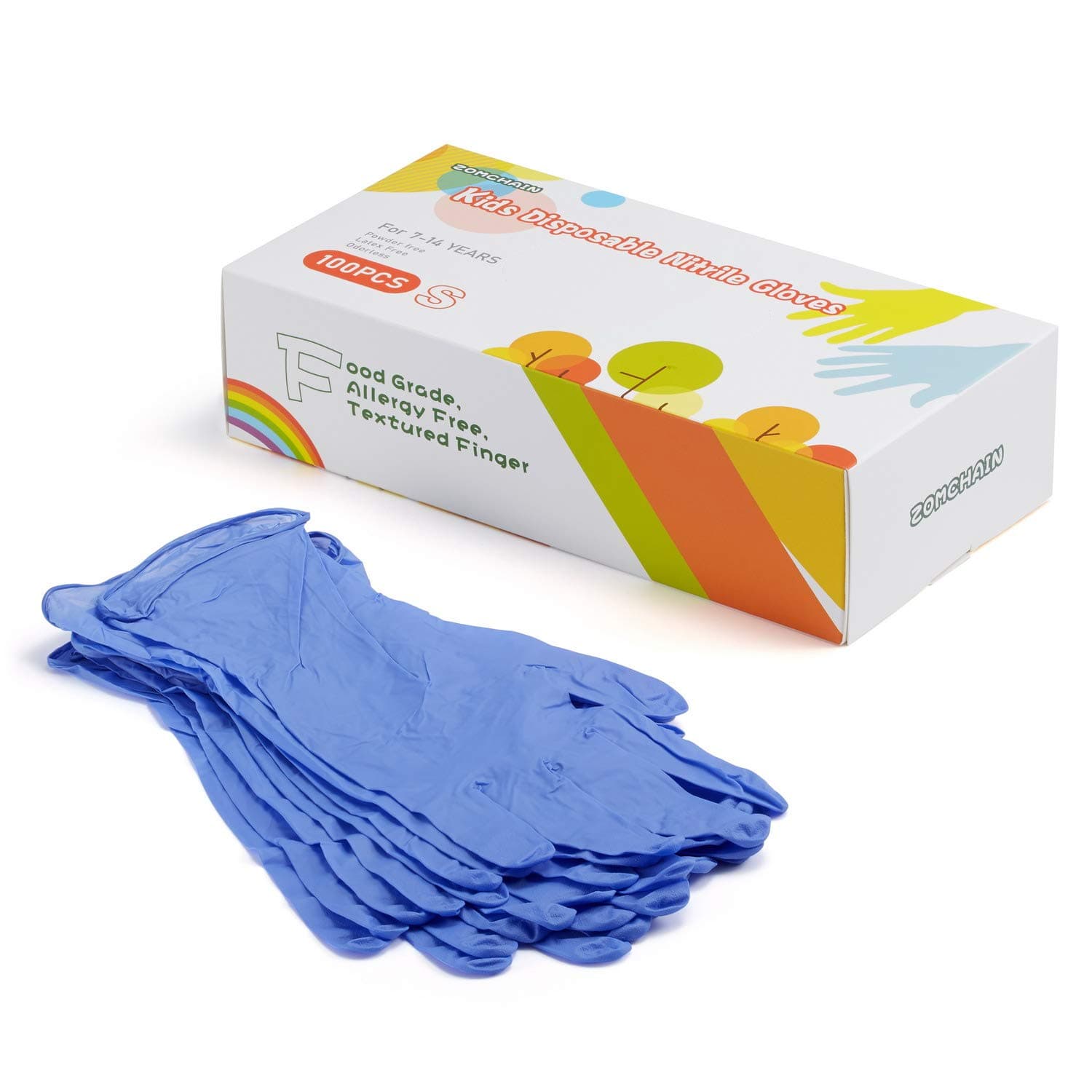 Kids Gloves Disposable, Nitrile Gloves for 7-14 Years - Latex Free, Food Grade, Powder Free - for Crafting, Painting, Gardening, Cooking, Cleaning