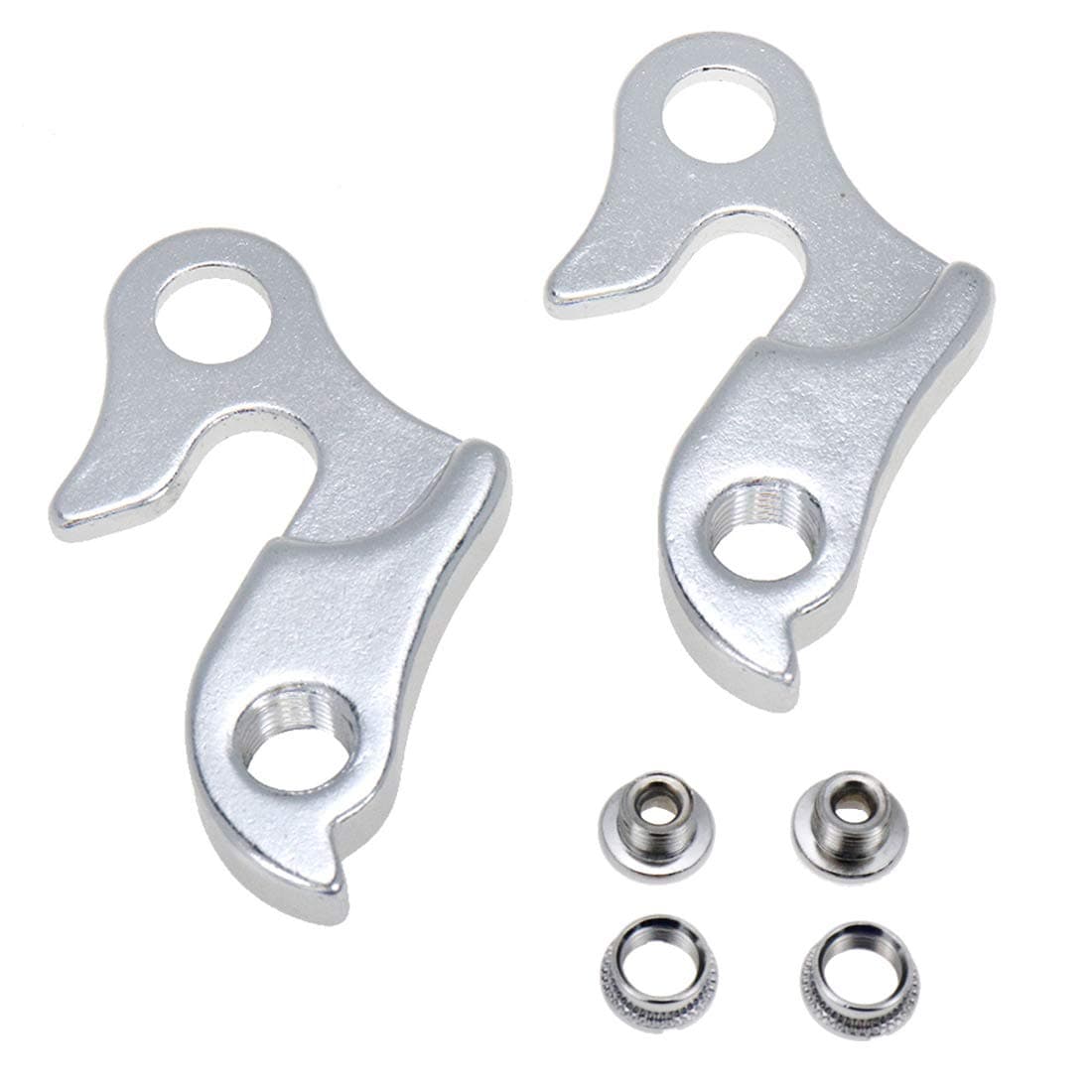 2 Pcs Universal Bicycle Bike Derailleur Hanger Frame Gear Tail Hook, Silver Tone