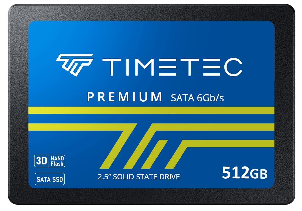 Timetec 512GB SSD 3D NAND SATA III 6Gb/s 2.5 Inch 7mm (0.28") Read Speed Up to 550 MB/s SLC Cache Performance Boost Internal Solid State Drive for PC Computer Desktop and Laptop (512GB)