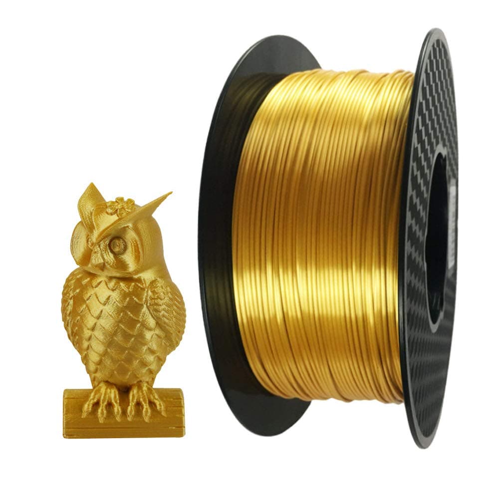 Silk Gold PLA Filament 1.75mm 1KG 3D Printer Filament 2.2LBS Spool 3D Printing Materials Shine Silky Shiny Metallic Metal Silk PLA Gold Color