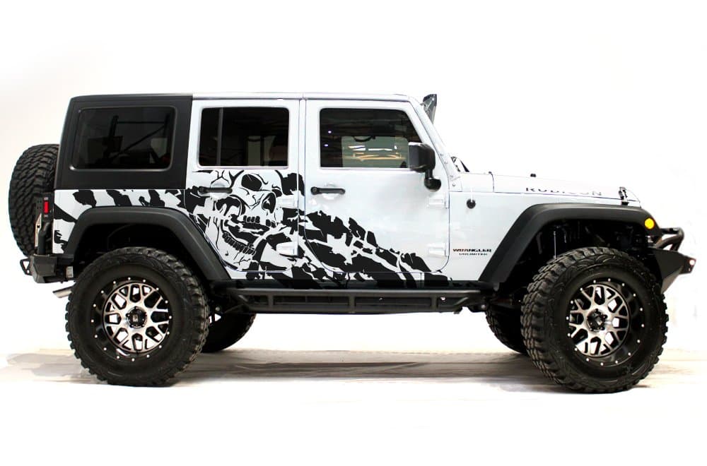 Factory Crafts Nightmare Side Graphics Kit 3M Vinyl Decal Wrap Compatible with Jeep Wrangler 2007-2016 - Matte Black