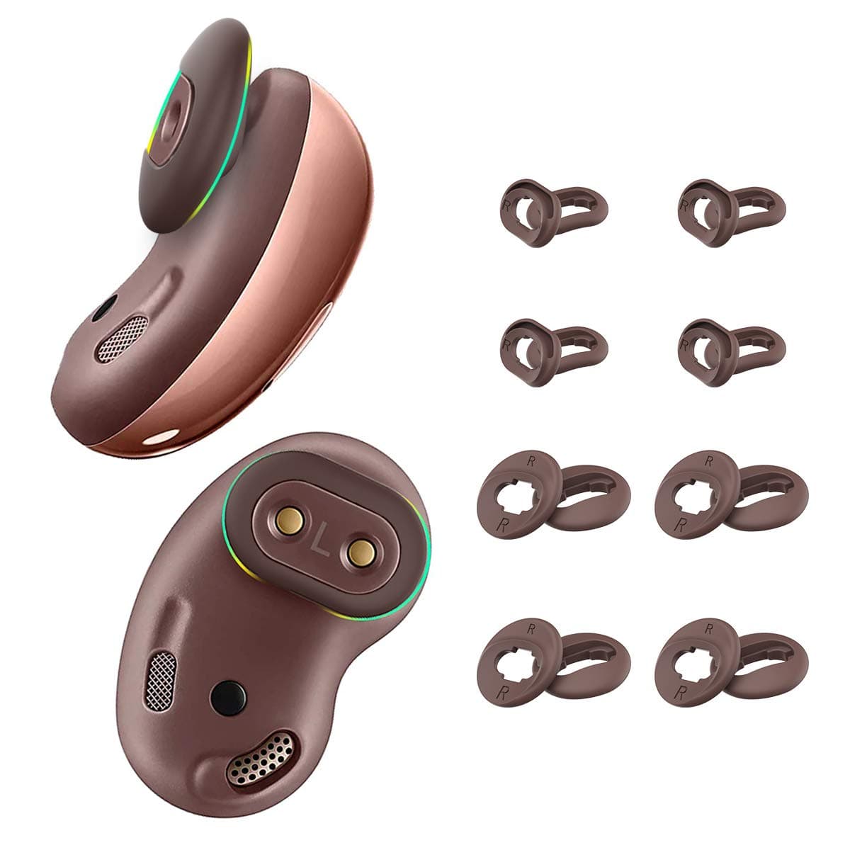 Woocon [8 Pairs] for Galaxy Buds Live Ear Tips - Anti-Slip/Dust Silicone Ear Cushion Accessories - S/L (Rose Gold)