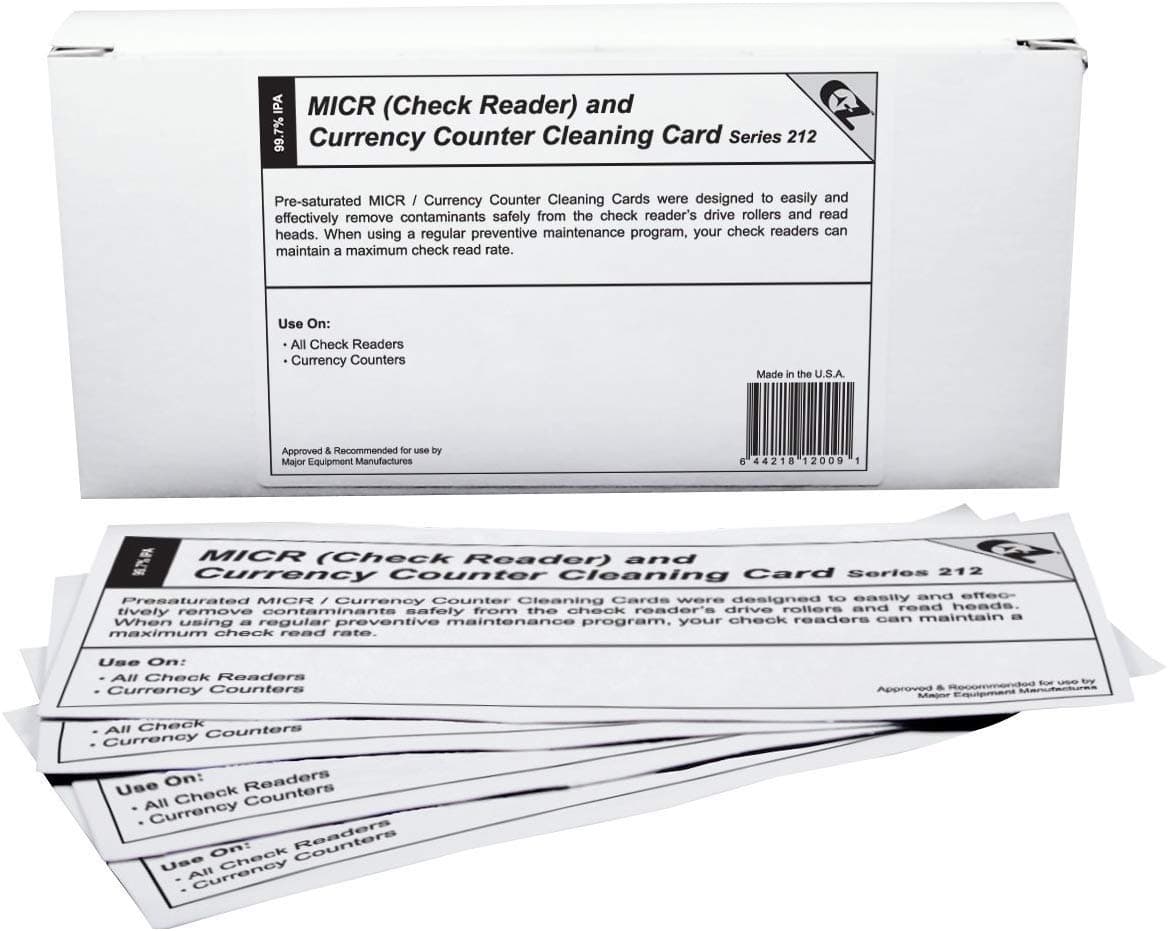 New 25 MICR Check Reader Currency Counter Cleaning Cards (25 Pack)