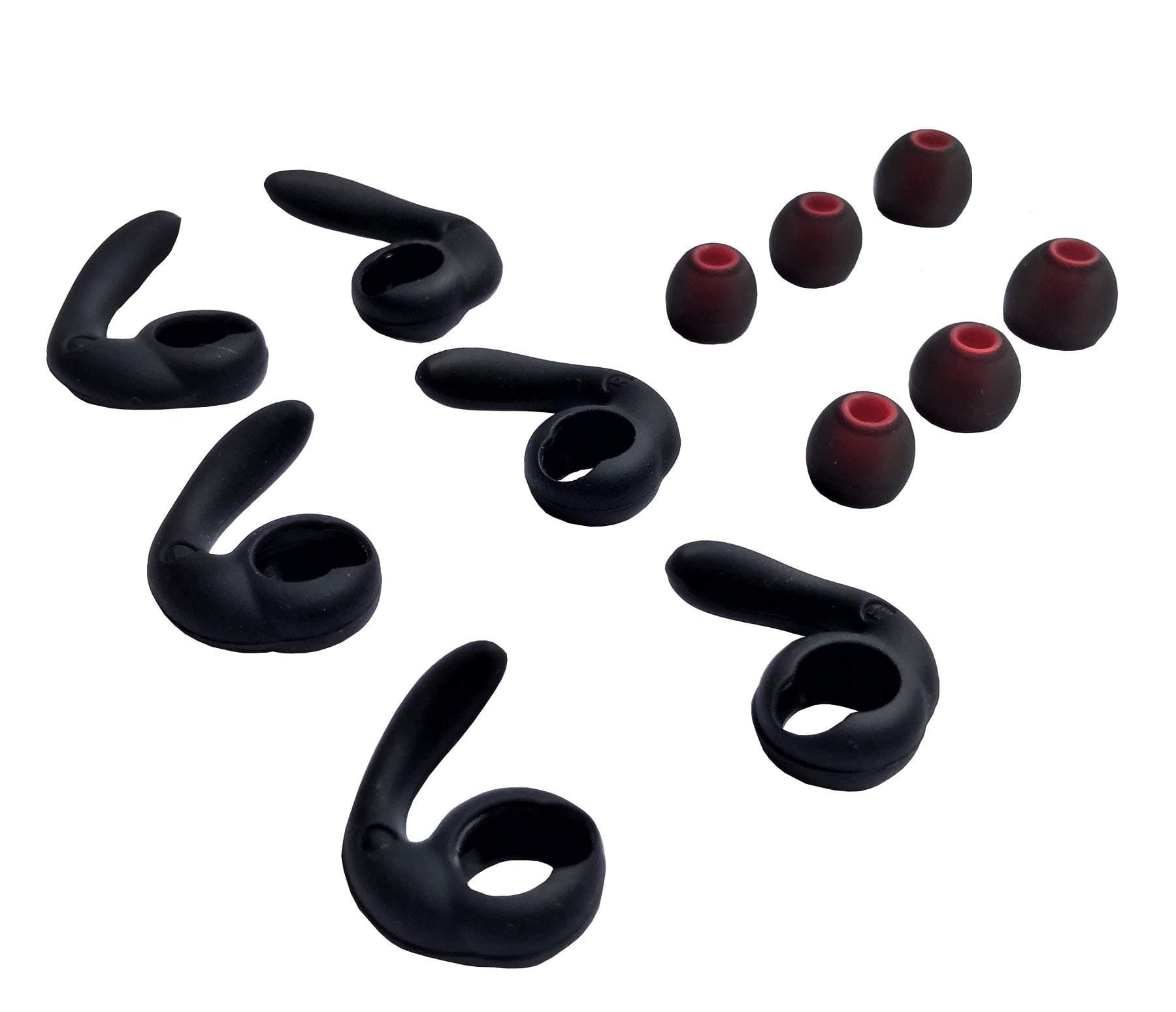 Replacement Earbuds Tips Budlock Earphone Soft Silicone Sport Grips Fins Wings Earhook Tips For in-Ear and Ear Canal Earbuds (3Black-LMS)