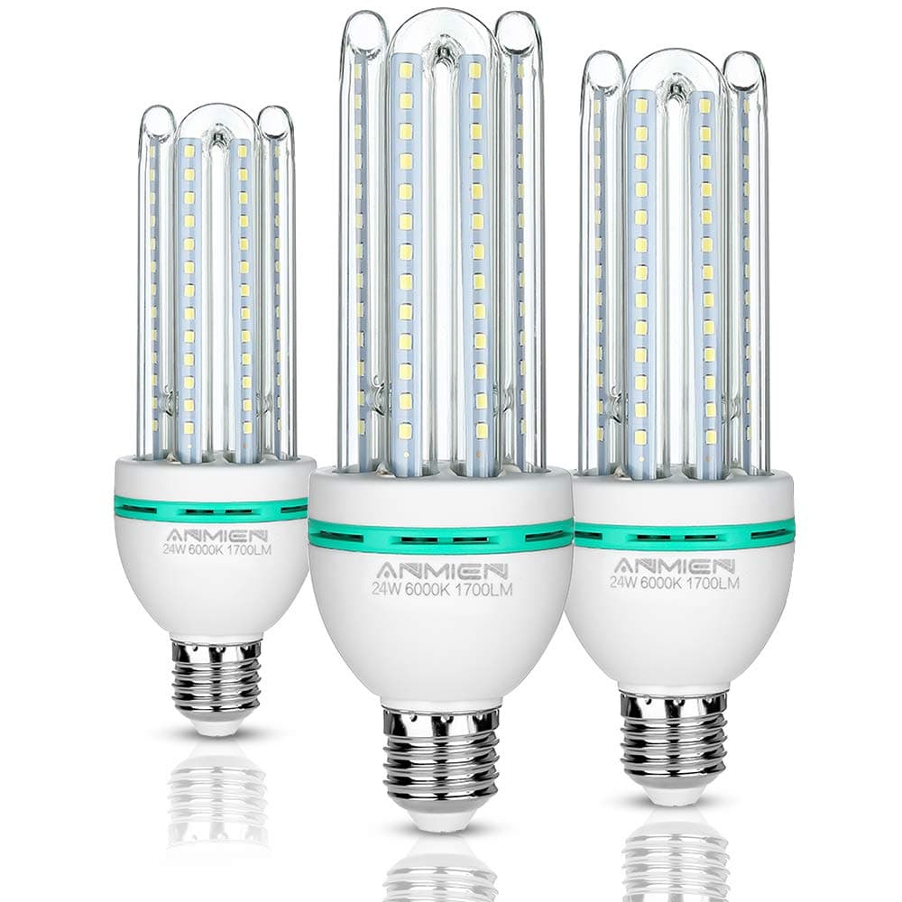 LED Light Bulbs 24W,ANMIEN 220Watt Light Bulbs with 6000K Daylight E27/E26 Socket,2370 Lumens Not-Dimmable Led Corn Bulb for Home Lighting Decorative(3PACK)