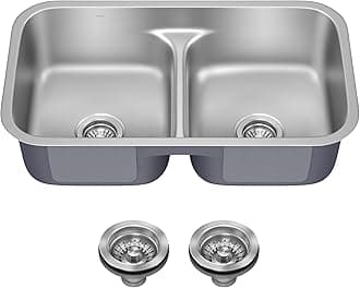 Kraus KBU32 Premier Kitchen Sink Double Bowl, Stainless Steel
