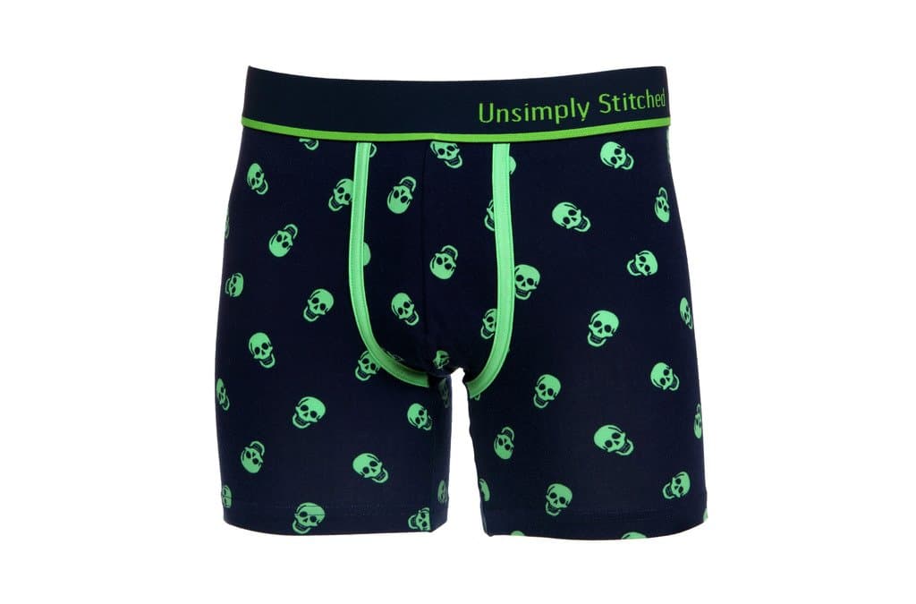 Unsimply Stitched Men's Underwear Boxer Brief X Large Skulls Navy Lime