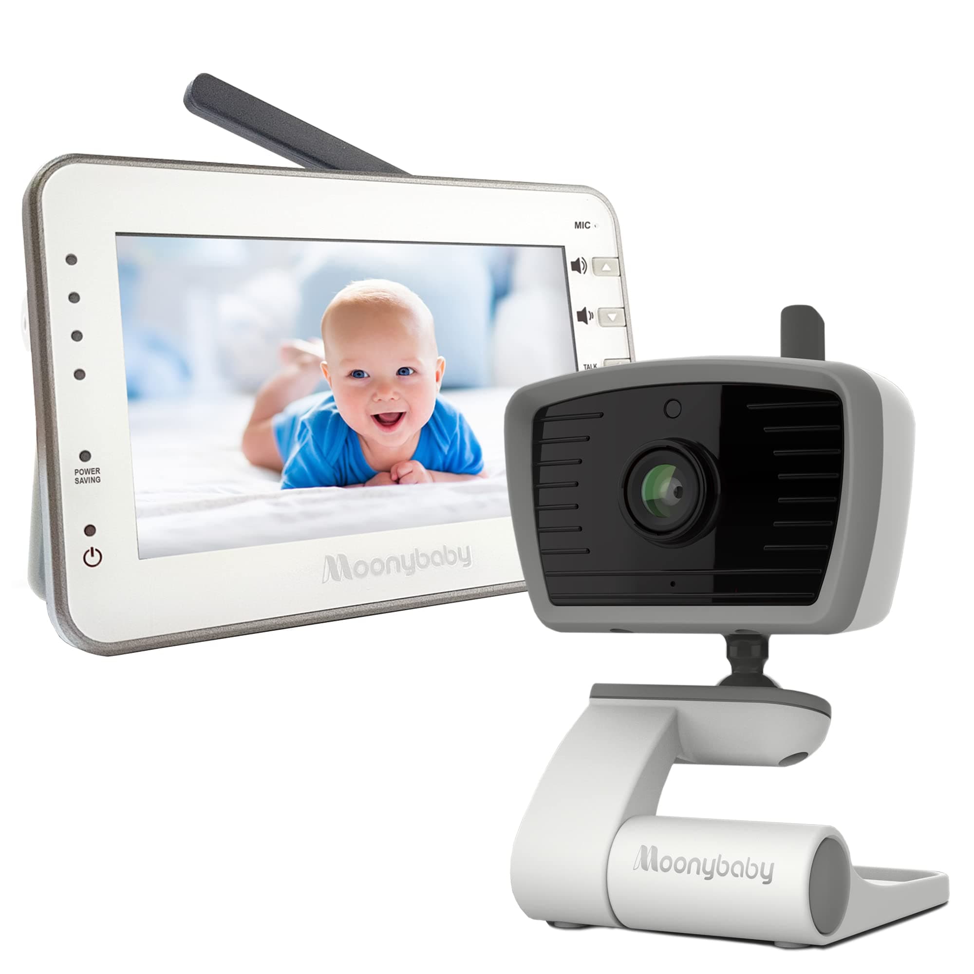 Moonybaby4.3 Inches Large LCD Video Baby Monitor with Power Saving/Vox (Voice Activation) Auto Night Vision, Temperature Monitoring, 2-Way Talkback (MANUALLY Rotated Camera)