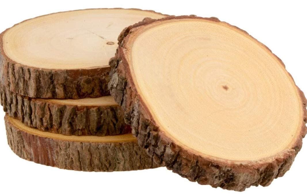 T One Woods Round DIY Craft Wooden Log Natural Bark Coaster/Slices, 3 Inches Size- Set of 6