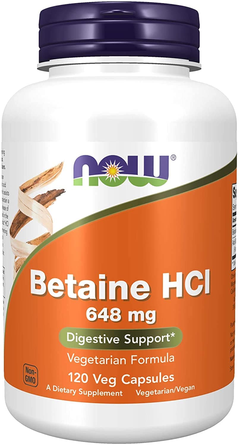 Betaine HCl 648 mg with 150 mg Pepsin 120 Veg Capsules