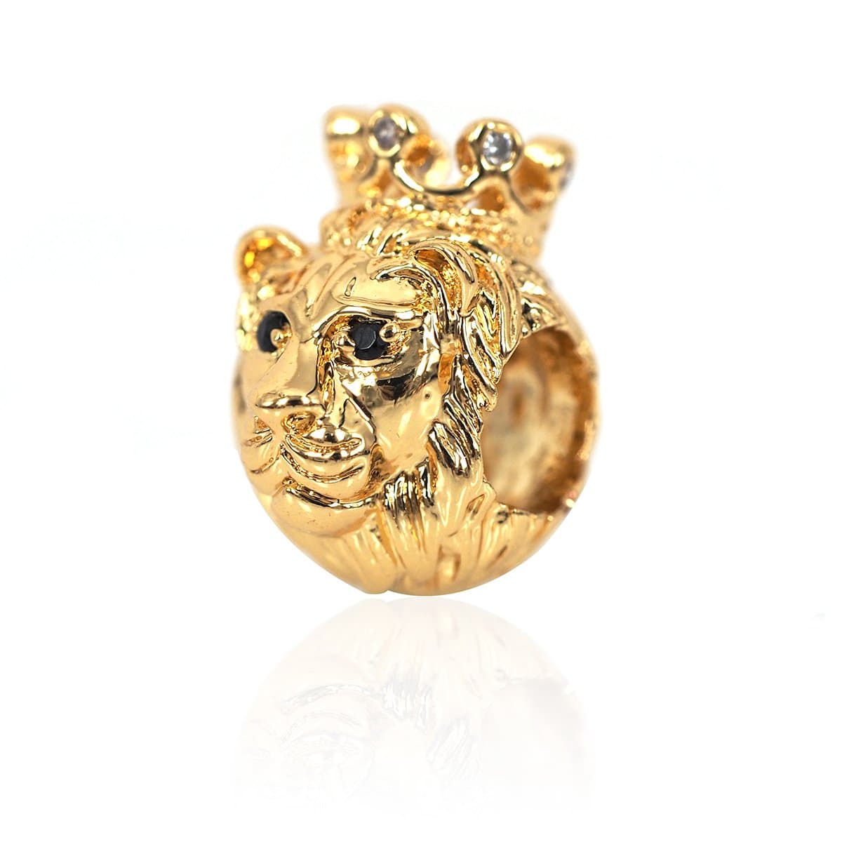 SouthBeat King Crown Lion Head Spacer Bead Micro Pave CZ Cubic Zirconia for Men Bracelet Charm Beads DIY Jewelry 9x14mm 5Pcs Gold