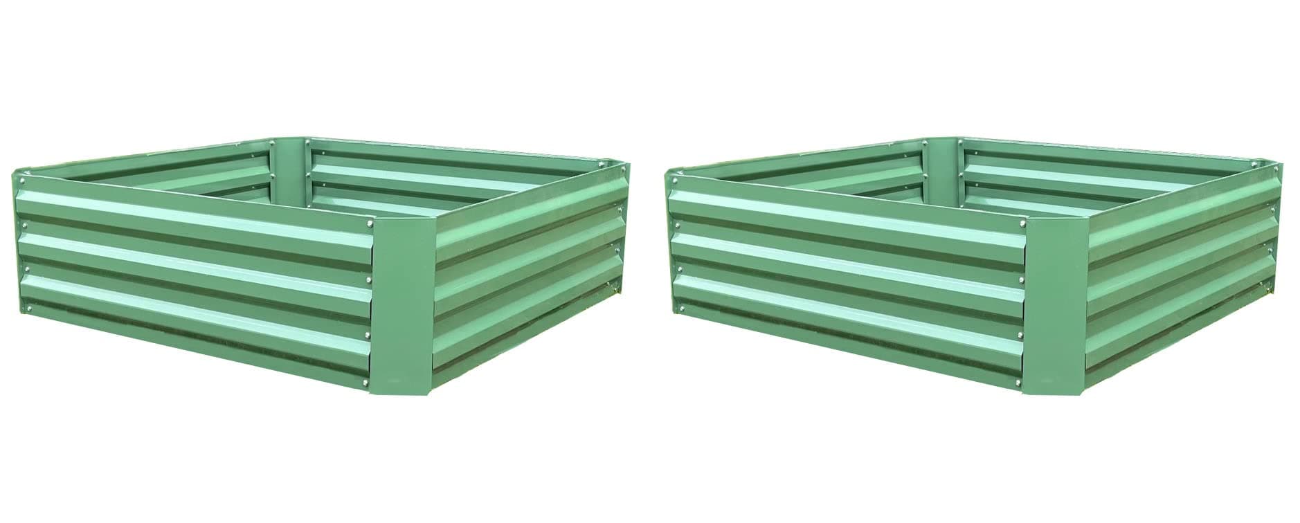 Selections Pack of 2 Metal Raised Vegetable Beds in Green (100cm x 100cm x 30cm)